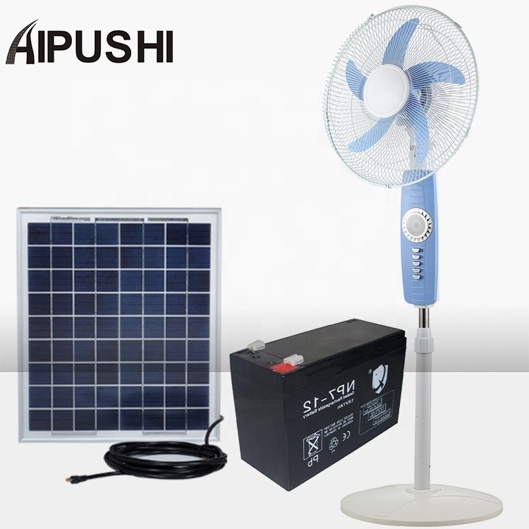 Air Conditioner Solar Fan 16 18 inch DC 12v DC To AC  Low Watt Standing Fan Battery Charger Electric Fan With LED  Light Bulb