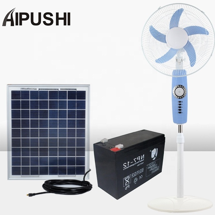 Air Conditioner Solar Fan 16 18 inch DC 12v DC To AC  Low Watt Standing Fan Battery Charger Electric Fan With LED  Light Bulb