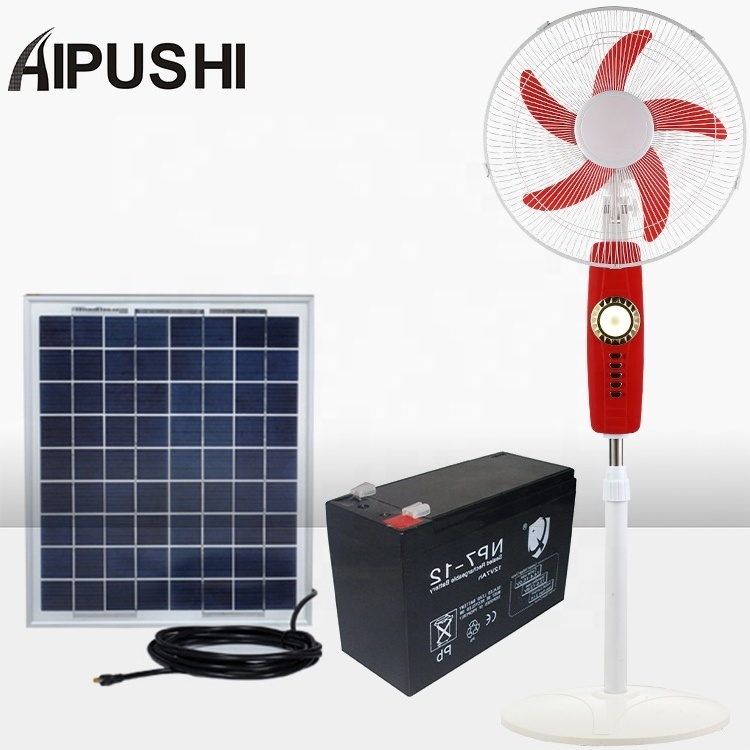 Air Conditioner Solar Fan 16 18 inch DC 12v DC To AC  Low Watt Standing Fan Battery Charger Electric Fan With LED  Light Bulb