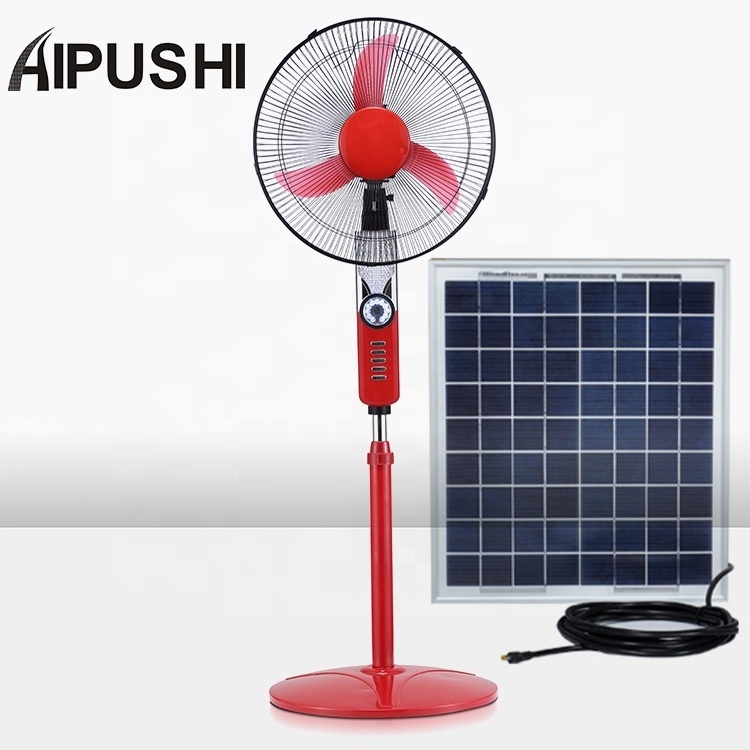 Air Cooling Appliance Electric Solar Rechargeable Battery Pedestal Stand Fan With USB Mobile Charge LED light