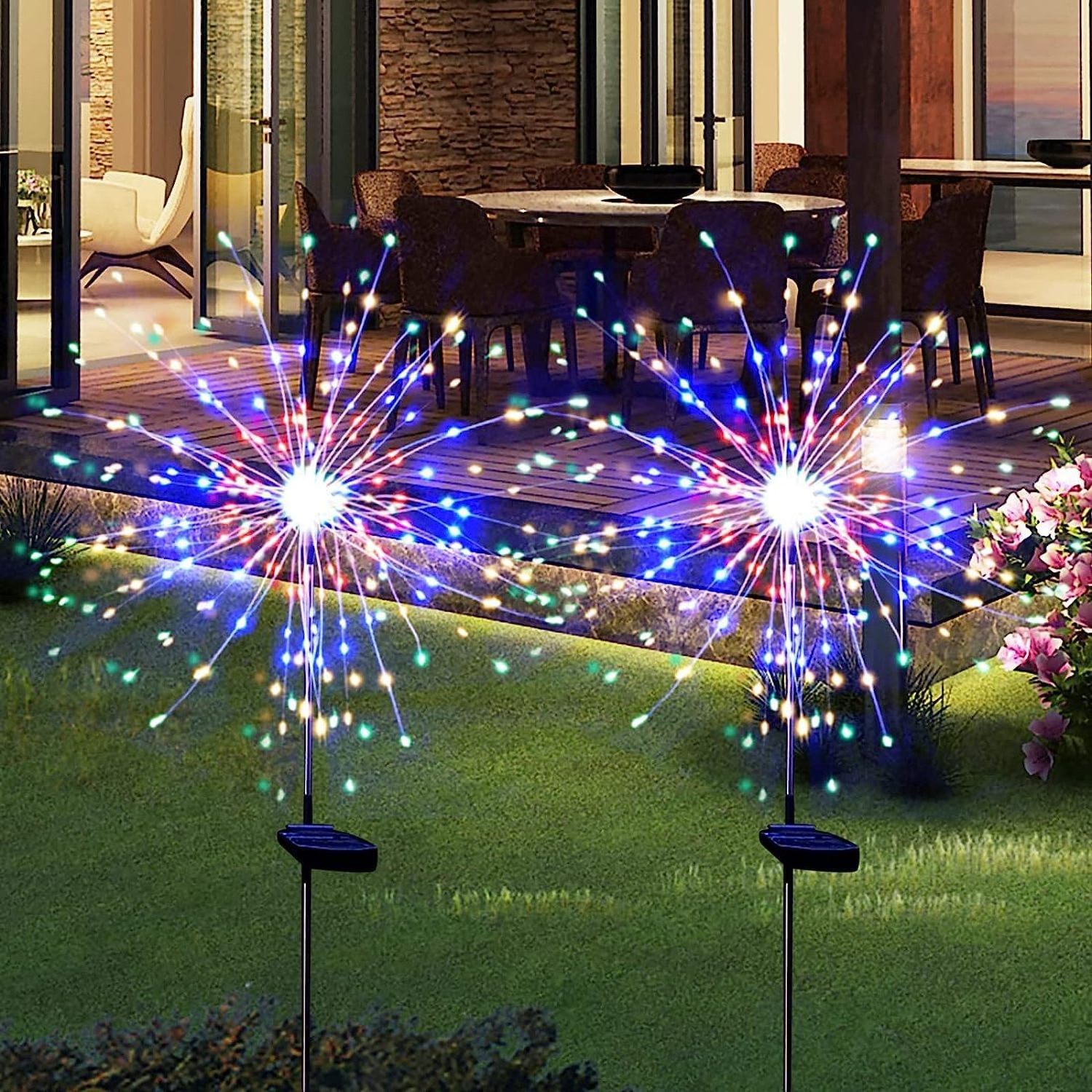 300LED Outdoor Solar Garden Fireworks Light DIY Landscape Light Pedestrian Path Backyard Christmas Decoration