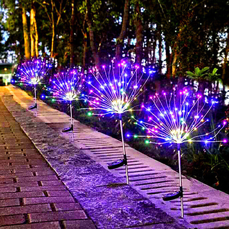 Solar Lights Outdoor Garden Decor LED Fairy Fireworks Lights For Decorations Yard Patio  Backyard Plant Tree Bushes Clearance