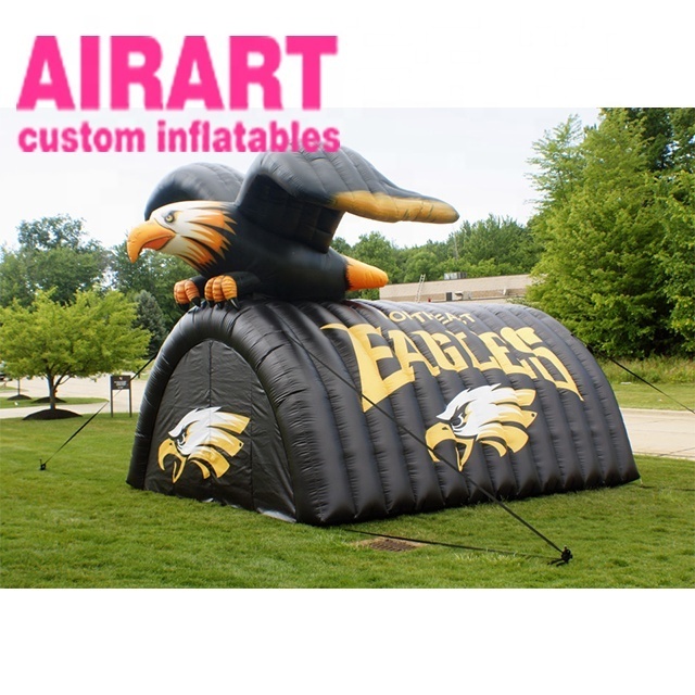 Big tiger head shape outdoor decoration vivid inflatable sports tunnel for sale