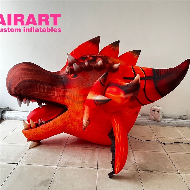 party decoration realistic inflatable dragon head, red inflatable dragons head