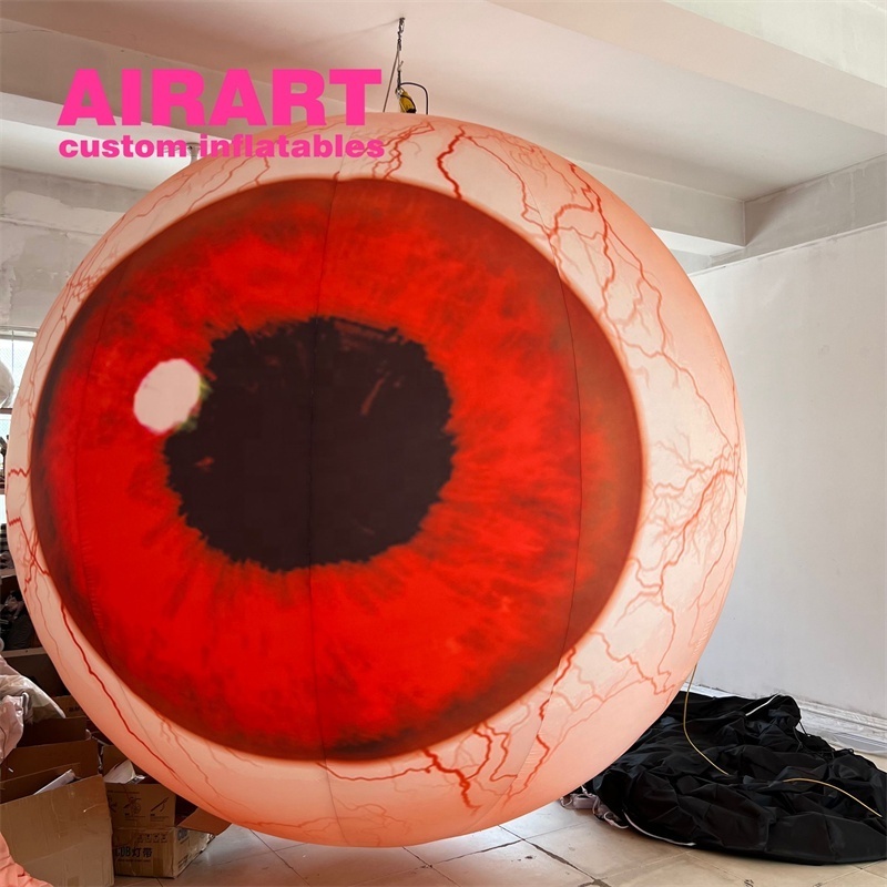 Scary Halloween Prop Red Inflatable Eyeball For Haunted House Decoration