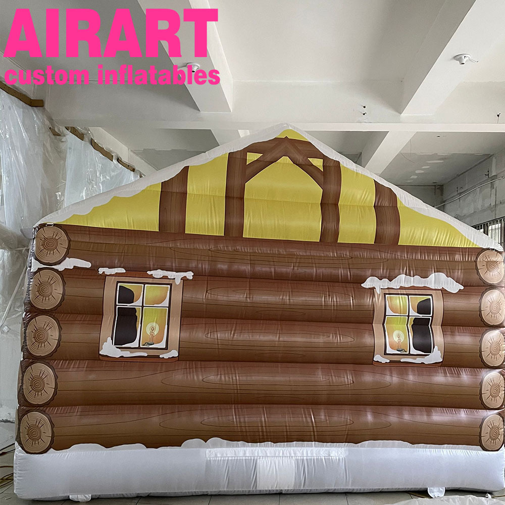 Factory made inflatable santa house,2021 Christmas event inflatable log cabin