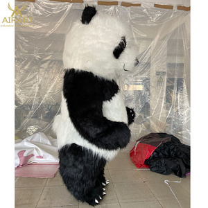 adult size long fur inflatable panda costume mascot for sale