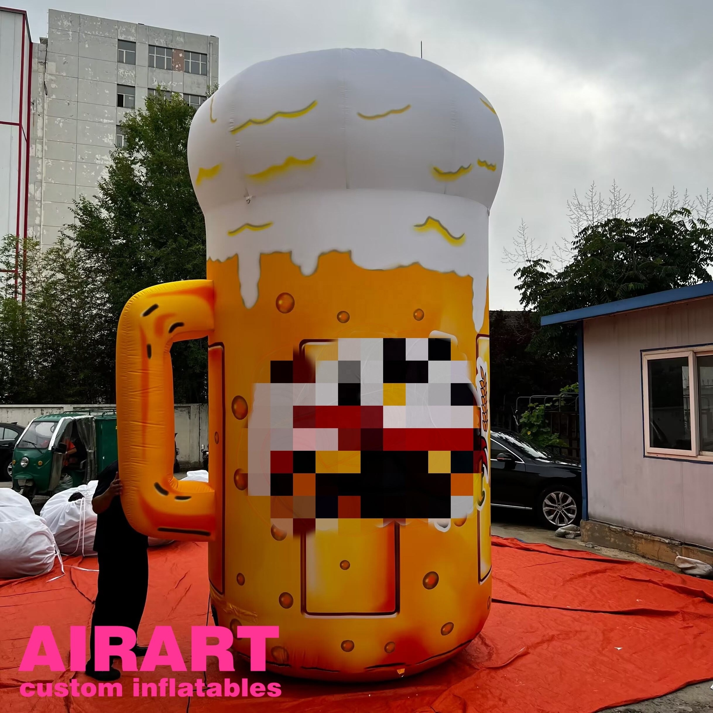 October Carnival Oktoberfest Advertising Decoration Giant Inflatable Beer Cup With Logo Printing