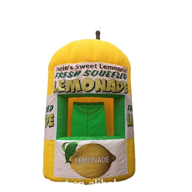 Portable inflatable lemonade stand booth,inflatable lemon drink cup kiosk for sale