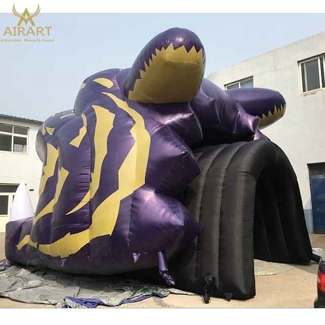 portable inflatable Cheetah tunnel,blow up Leopard face tunnel,inflatable cat mouth entrance archway