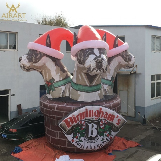 High quality chimney decoration giant inflatable Christmas dog/inflatable dog balloon for Christmas party