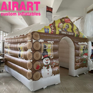 Factory made inflatable santa house,2021 Christmas event inflatable log cabin