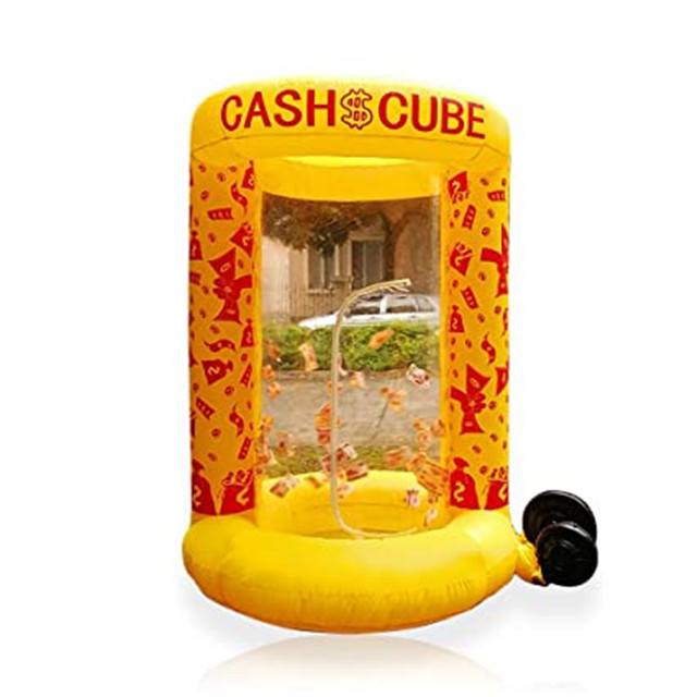 Promotion advertising cube inflatable cash machine grab money booth for sale