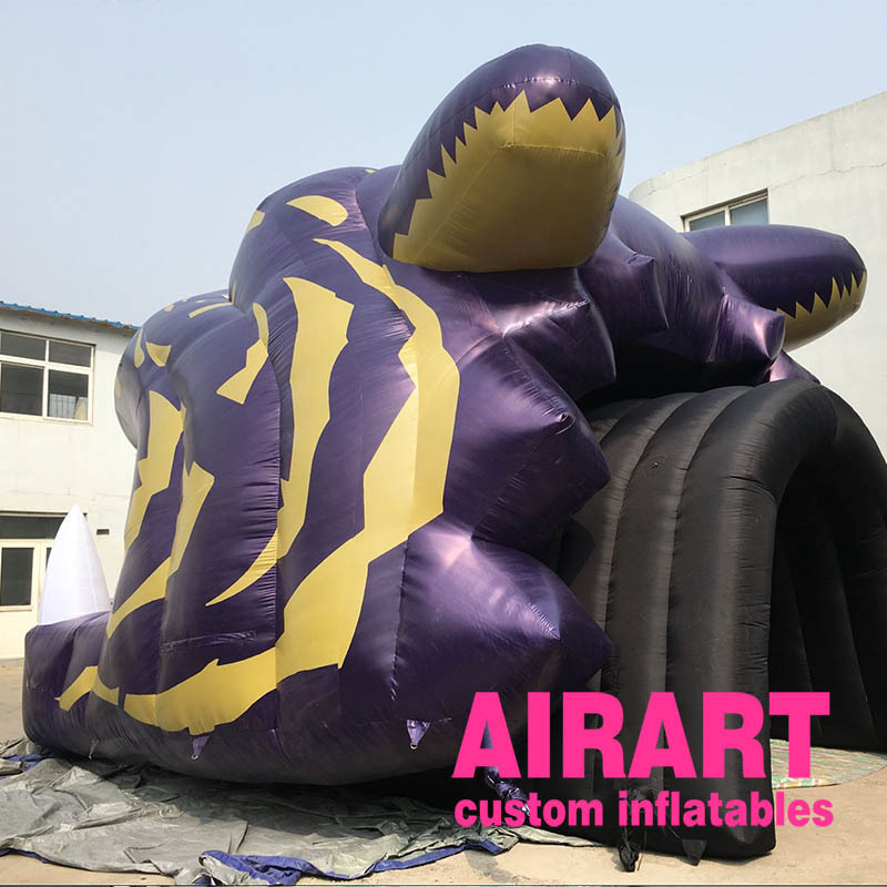 A6 Sports event decoration inflatable tiger head channel, printing logo inflatable soccer tunnel for props A03