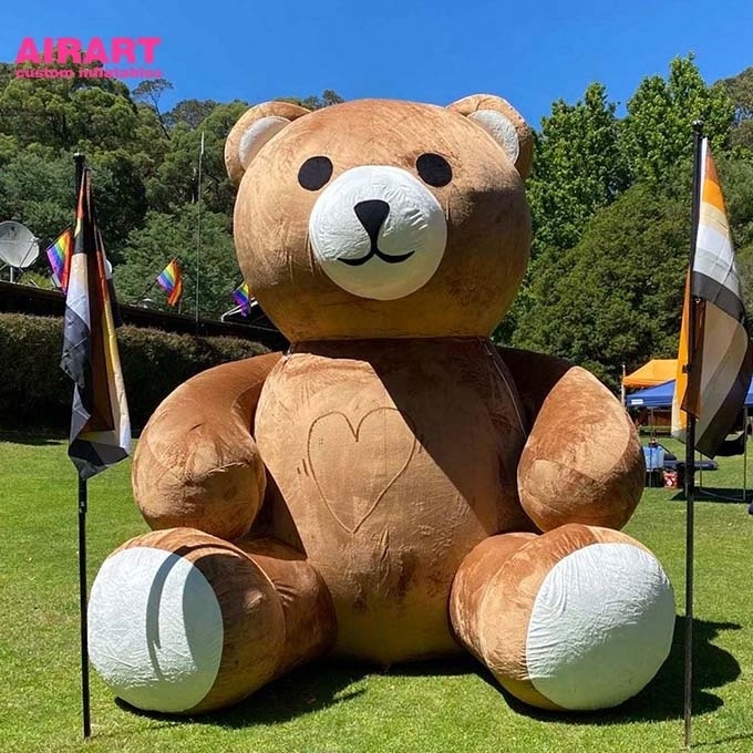 2 meters tall outdoor decoration brown plush inflatable bear for sale