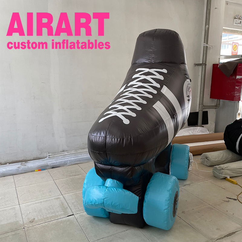 A6 shop outside decoration black inflatable Roller skates balloon, Gymnasium advertising big size inflatable shoes model