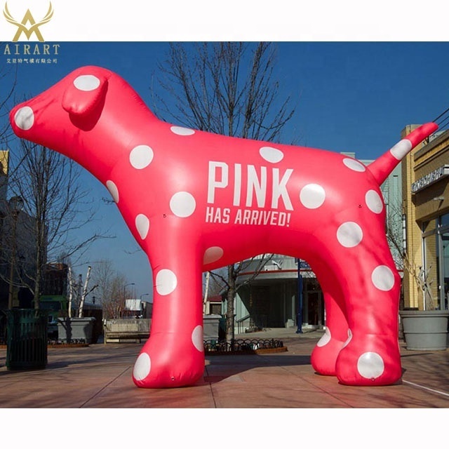 Z5 standing cartoon animal huge pink inflatable dog with point coloful giant Spotted dog