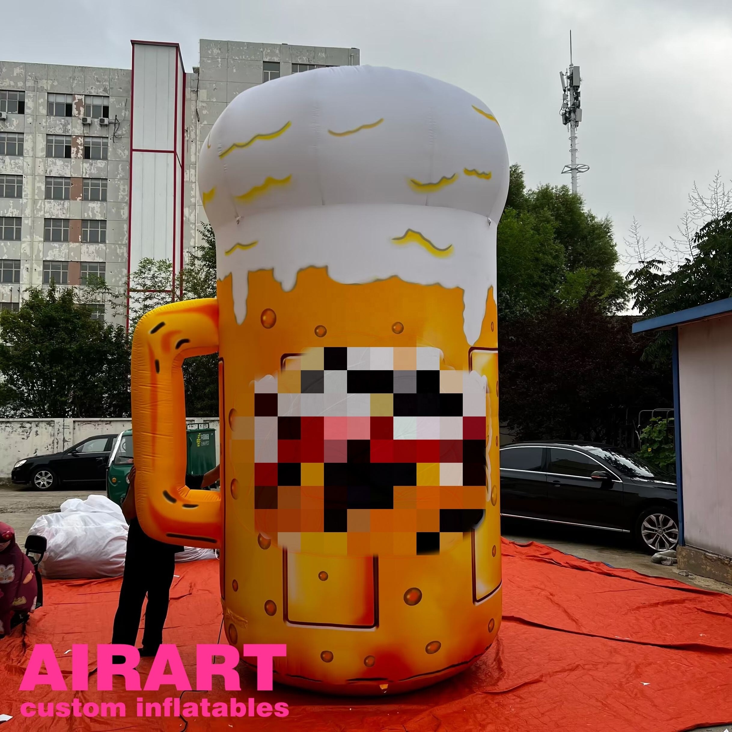 October Carnival Oktoberfest Advertising Decoration Giant Inflatable Beer Cup With Logo Printing