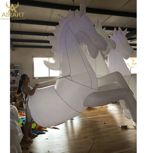 White LED lighting inflatable horse, giant inflatable horse costume