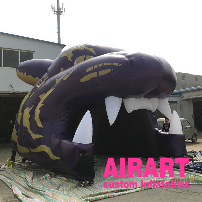 A6 Sports event decoration inflatable tiger head channel, printing logo inflatable soccer tunnel for props A03