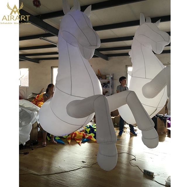 White LED lighting inflatable horse, giant inflatable horse costume