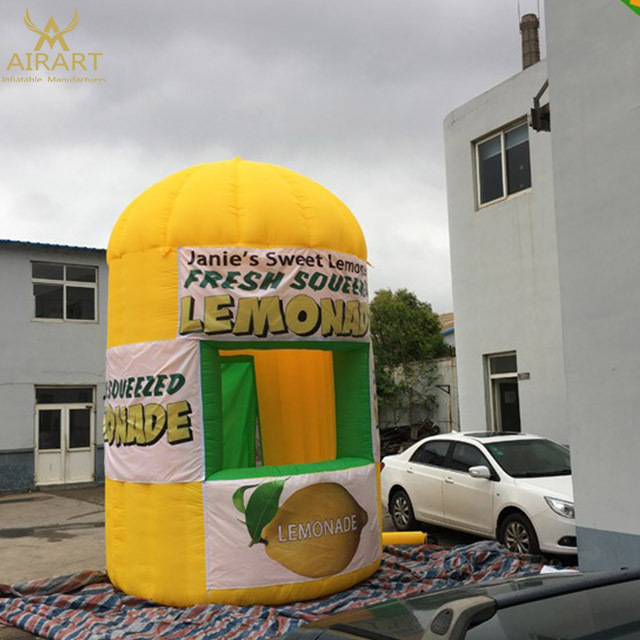 Portable inflatable lemonade stand booth,inflatable lemon drink cup kiosk for sale