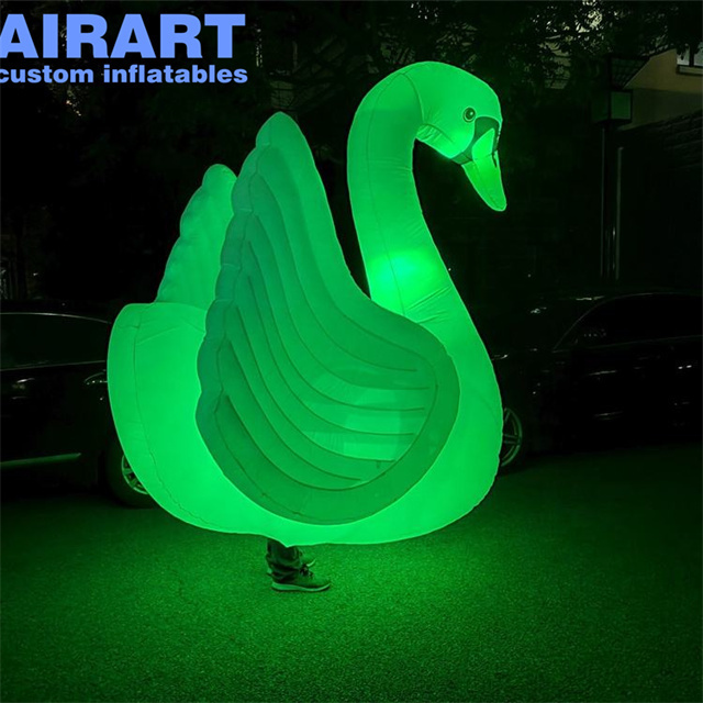 blow up inflatable swan puppet, walking inflatable bird costume,inflatable white swan mascot for parade holiday event