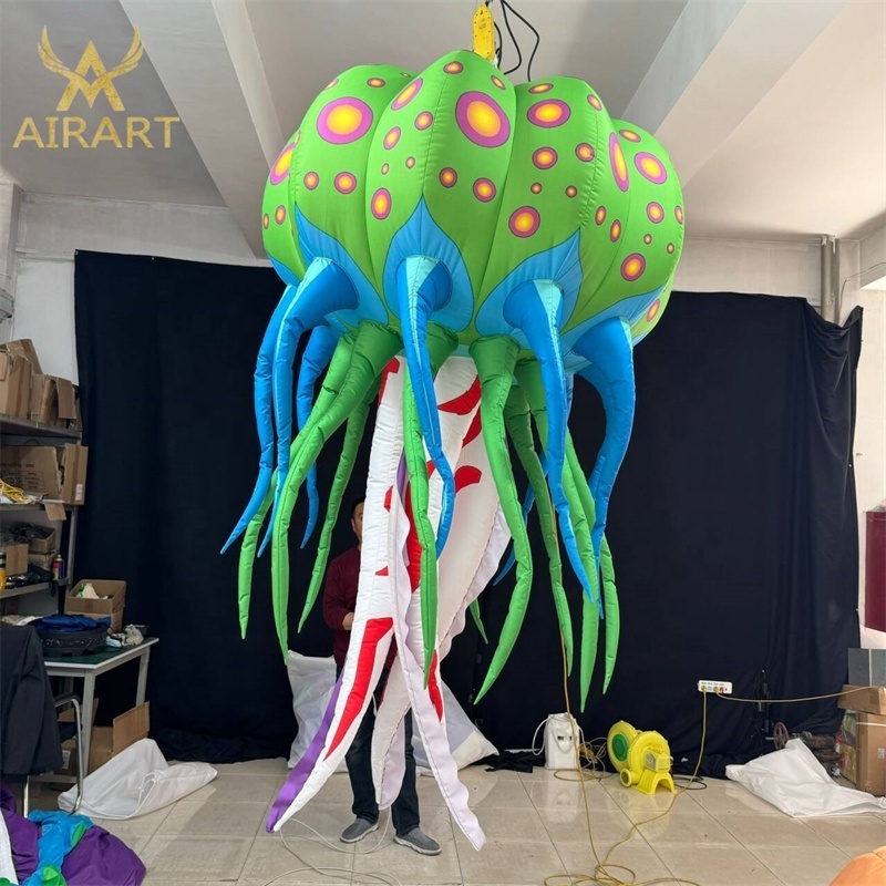 Factory customized inflatable green jellyfish,suspend inflatable jellyfish balloon