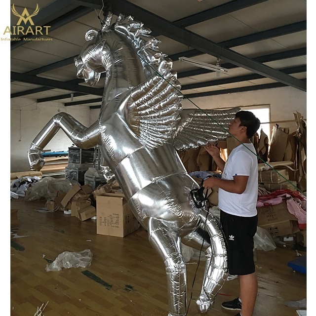 White LED lighting inflatable horse, giant inflatable horse costume