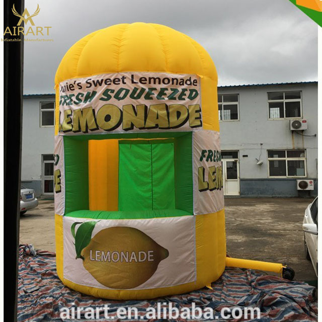 Portable inflatable lemonade stand booth,inflatable lemon drink cup kiosk for sale