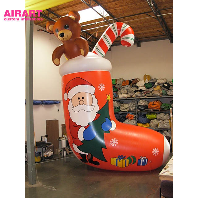 Advertising inflatable Christmas green inflatable socks for sale