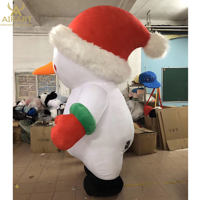 Plush snowman inflatable Christmas mascot, inflatable snowman costume for Christmas part