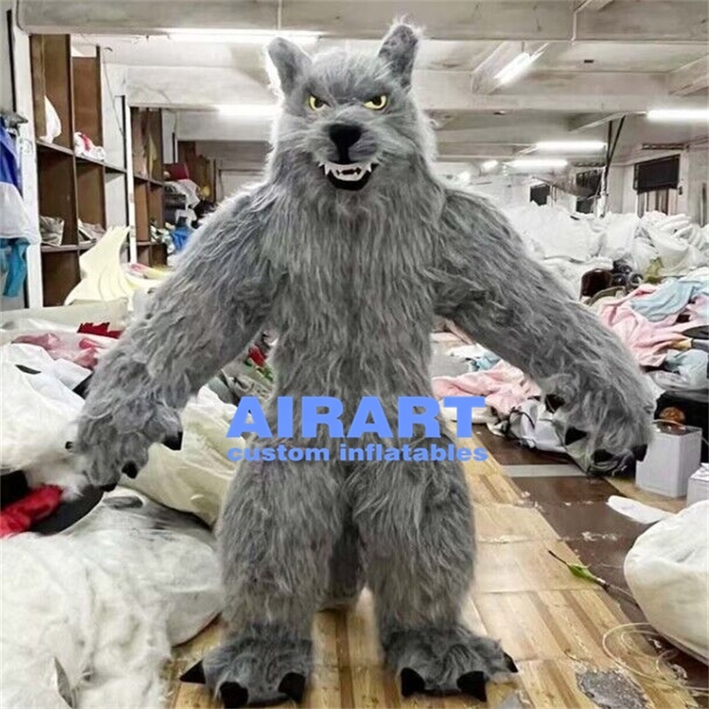 Customized size inflatable plush wolf cloth inflatable wolf costume