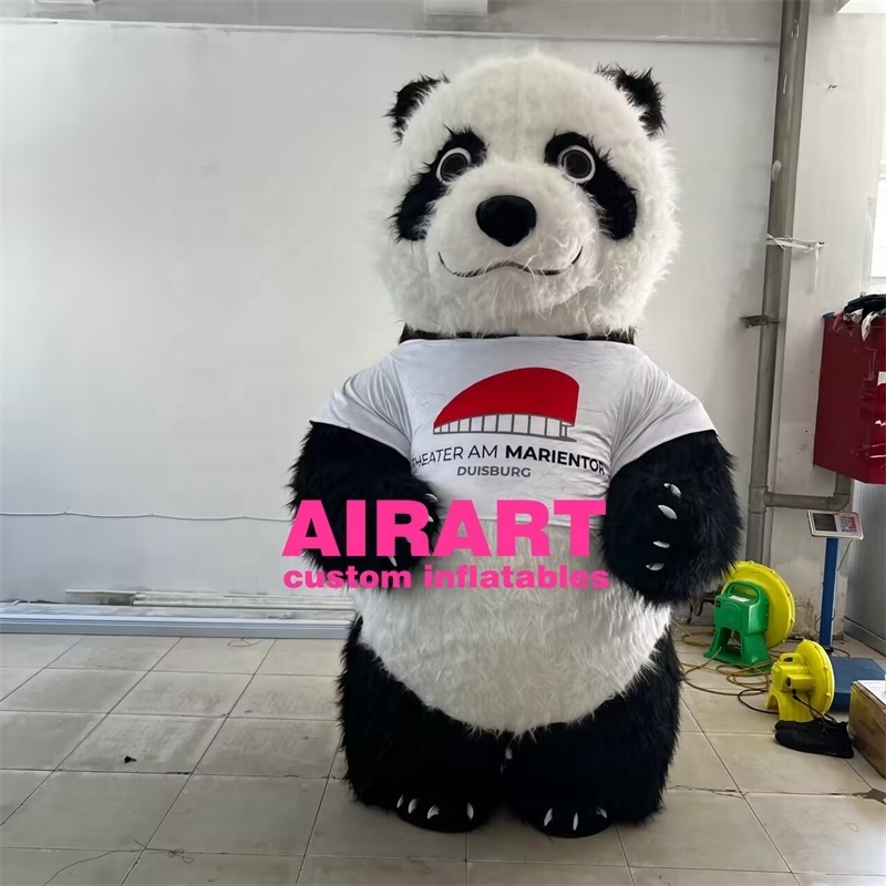 Cute plush material inflatable panda costume, activity parade inflatable panda mascot suit for sale