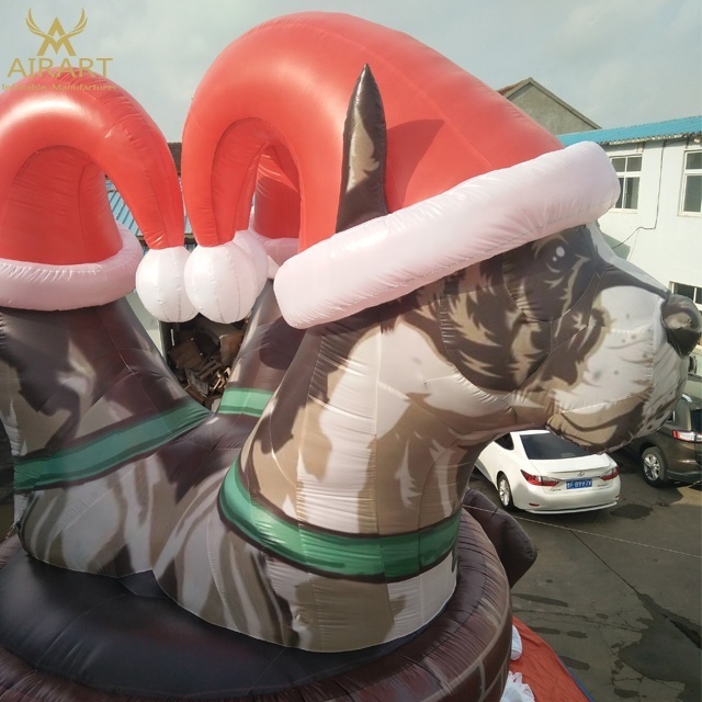 High quality chimney decoration giant inflatable Christmas dog/inflatable dog balloon for Christmas party