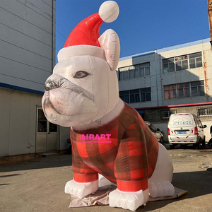 Pet Custom Air Mold Modeling 420D Oxford Cloth Inflatable Santa Dog For Christmas Festival Yard Decoration