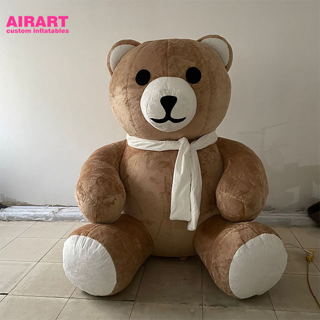 2 meters tall outdoor decoration brown plush inflatable bear for sale