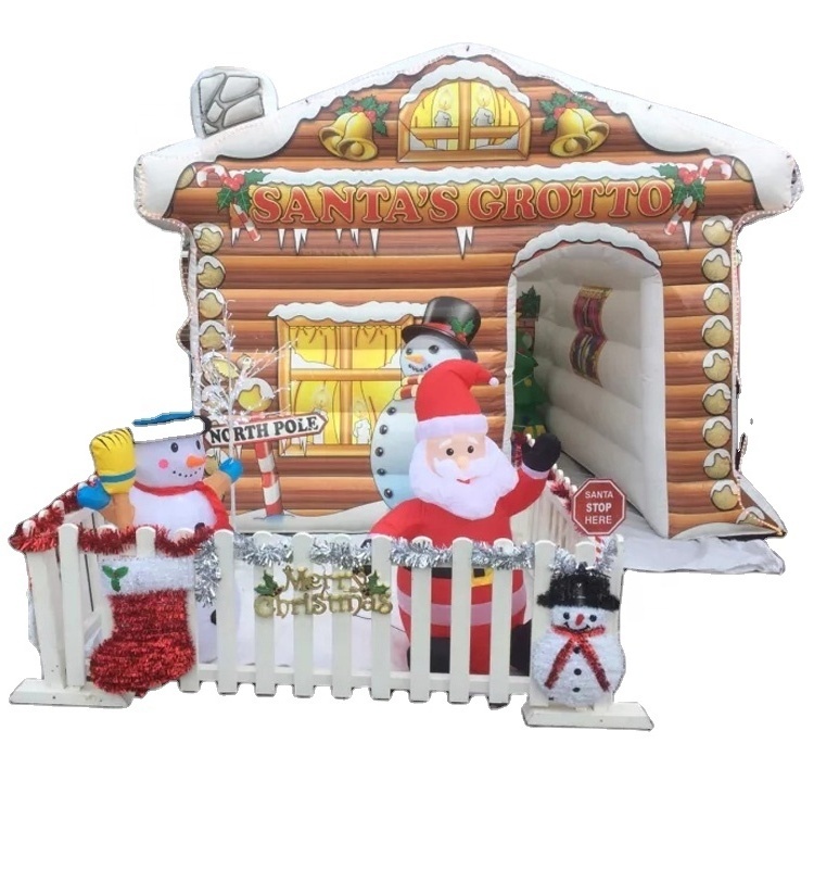 Factory price Christmas decoration inflatable products giant Inflatable Santa Grotto inflatable santa house