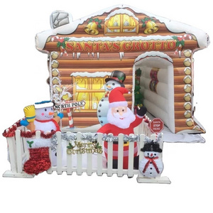 Factory price Christmas decoration inflatable products giant Inflatable Santa Grotto inflatable santa house