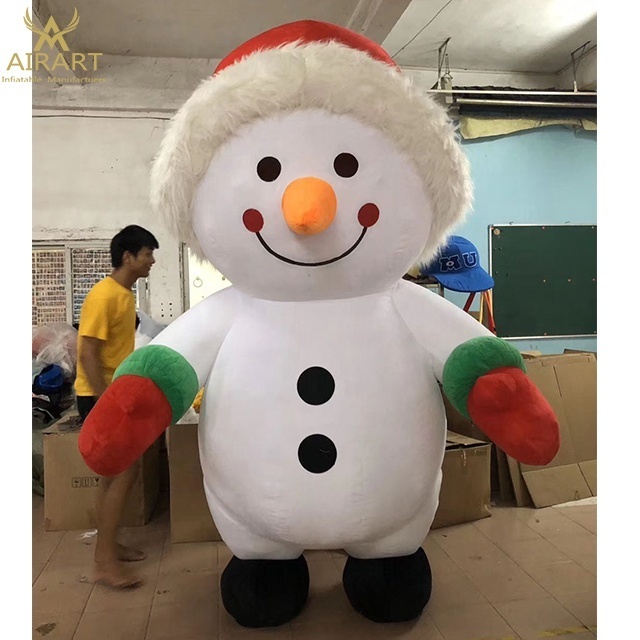 Plush snowman inflatable Christmas mascot, inflatable snowman costume for Christmas part