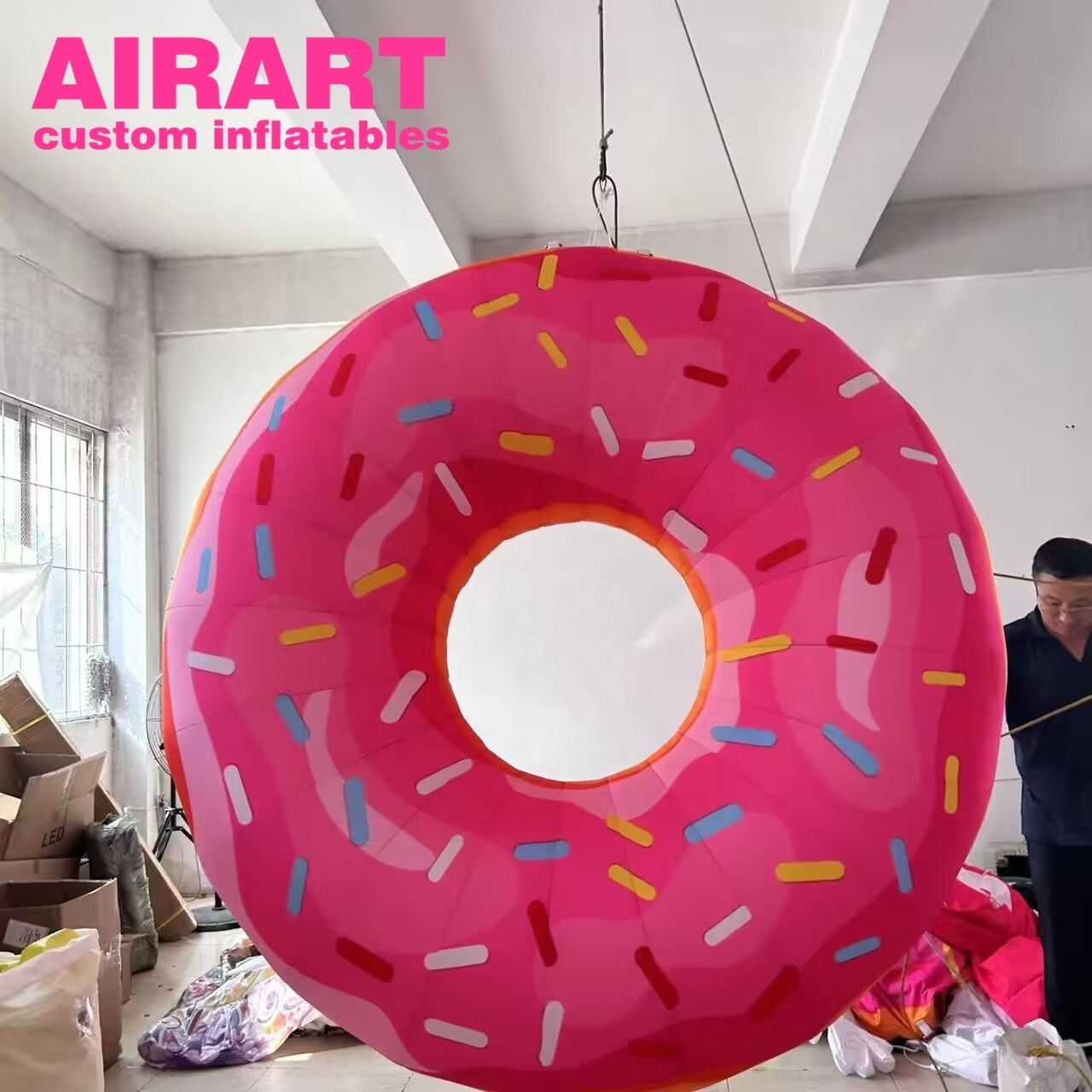 Advertising Inflatables Dessert Shop Advertisement Decoration Pink Inflatable Donut