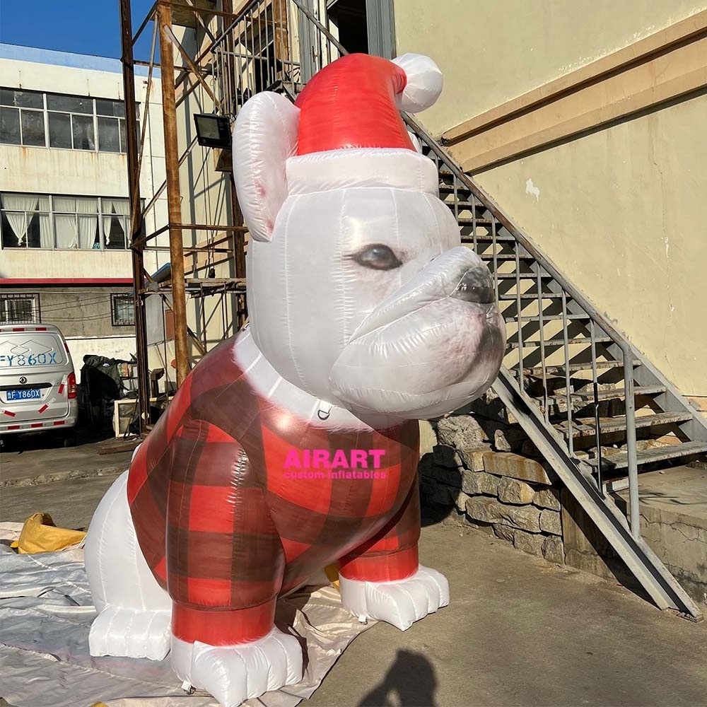 Pet Custom Air Mold Modeling 420D Oxford Cloth Inflatable Santa Dog For Christmas Festival Yard Decoration