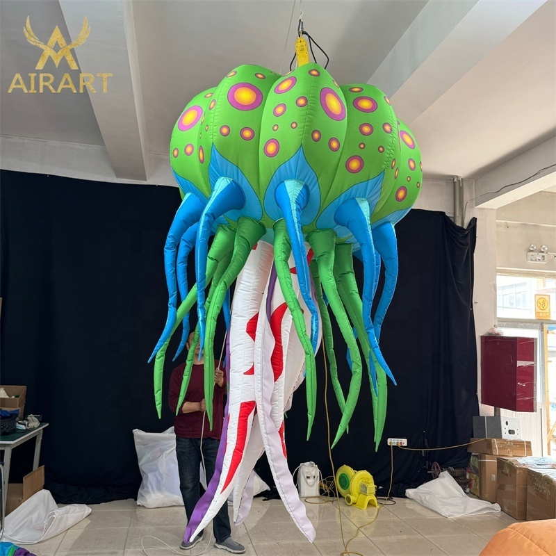 Factory customized inflatable green jellyfish,suspend inflatable jellyfish balloon