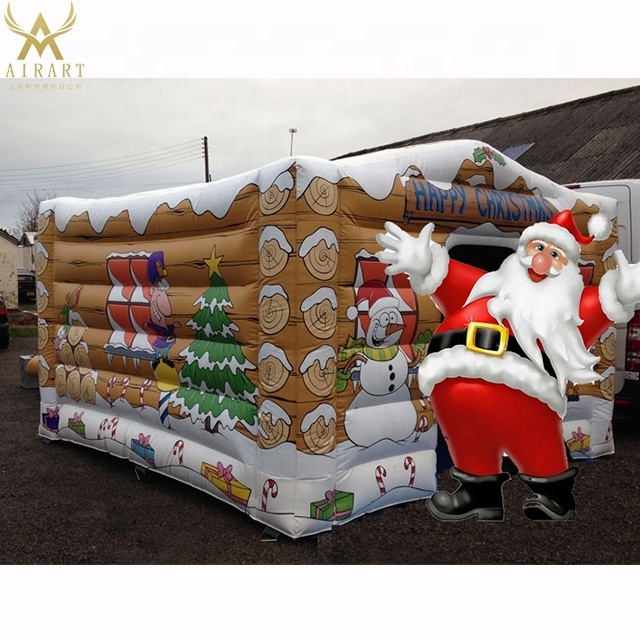 13ft New Merry Xmas Inflatable Santa's Grotto House Inflatable Balloon Customized Colorful LED with Remote Control 110V/220V CE