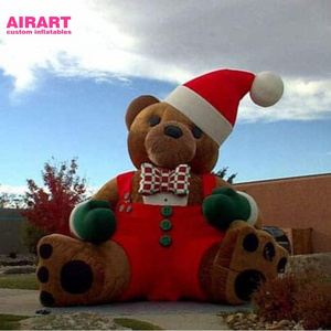 4m(13ft) Front Lawn Giant Inflatable bear christmas decoration, Christmas Plush Bear Inflatable Decoration