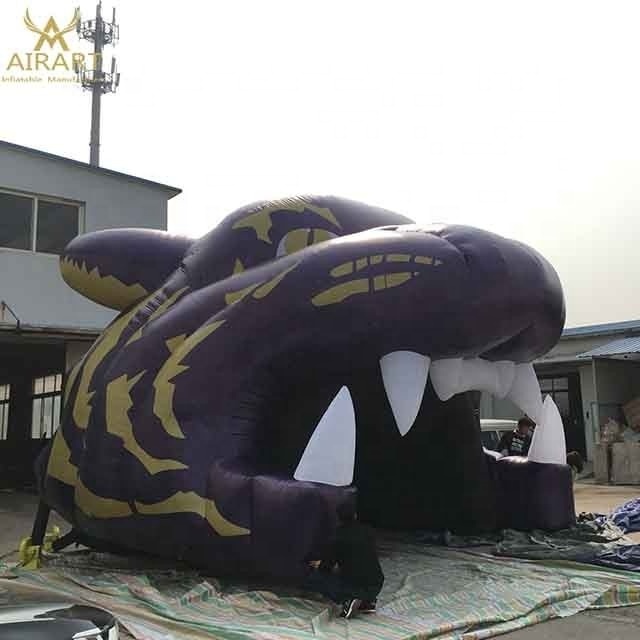 portable inflatable Cheetah tunnel,blow up Leopard face tunnel,inflatable cat mouth entrance archway