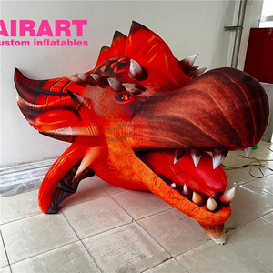 party decoration realistic inflatable dragon head, red inflatable dragons head