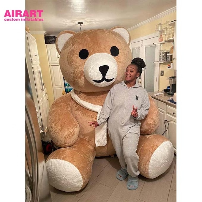 2 meters tall outdoor decoration brown plush inflatable bear for sale