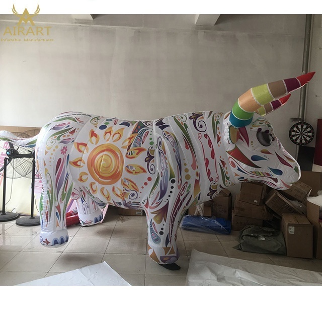 different color inflatable bull costume, walking inflatable cow mascot dress parade