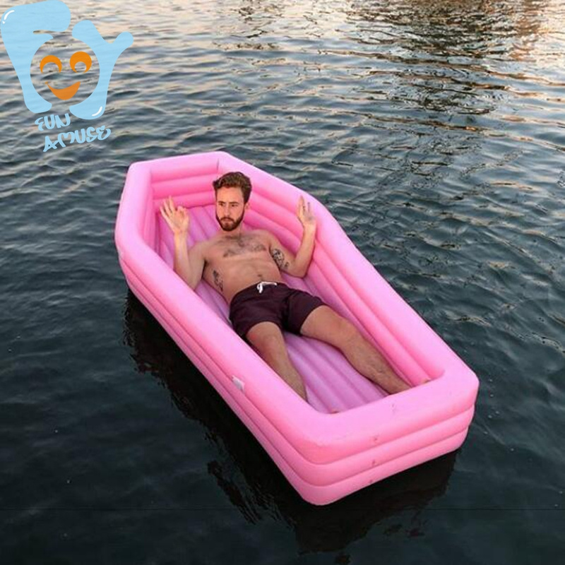 Wholesale Custom Fashion Inflatable Caskets Pink Coffin Pool Float